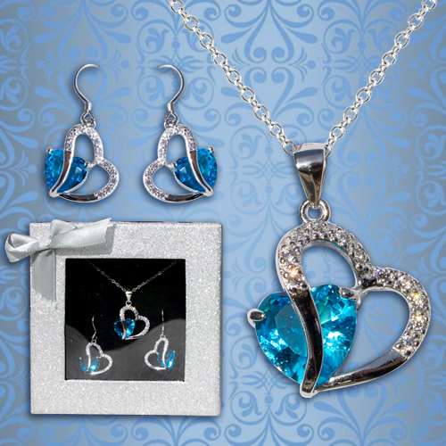 Sapphire Earring & Necklace Set