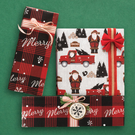 Lumberjack Santa Jumbo Reversible Roll Wrap