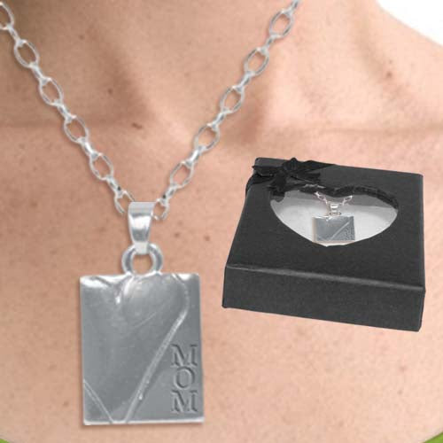 Mom Stamped Heart Necklace