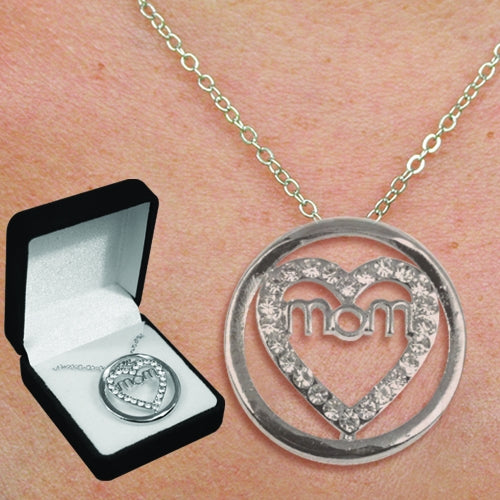 Mom Crystal Silver Necklace