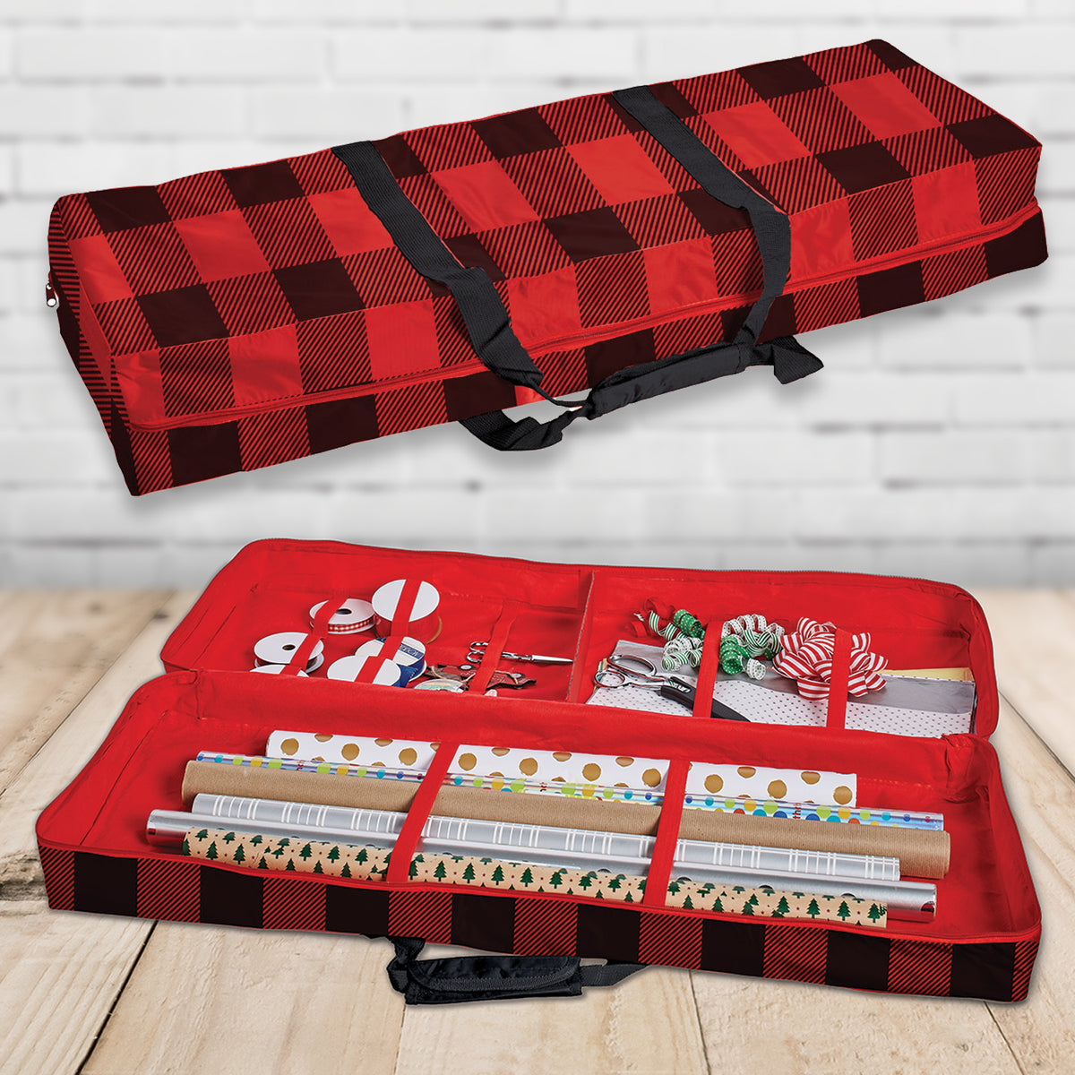 Plaid Gift Wrap Supply and Storage Tote