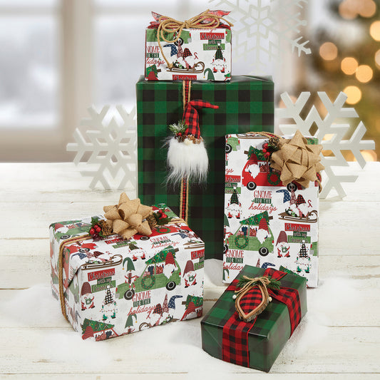 Gnome for the Holiday Jumbo Reversible Roll Wrap