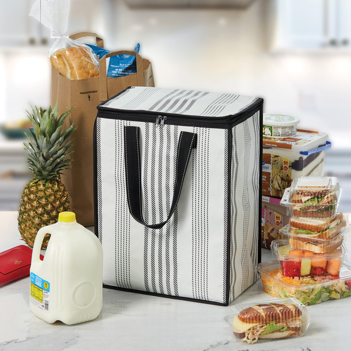 Farmhouse Stripe Oversized Insulated Tote