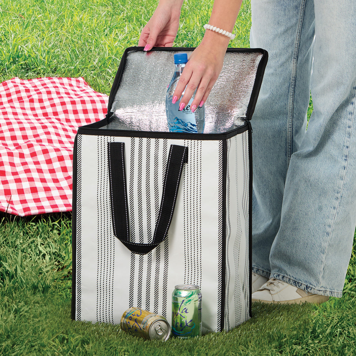 Farmhouse Stripe Oversized Insulated Tote