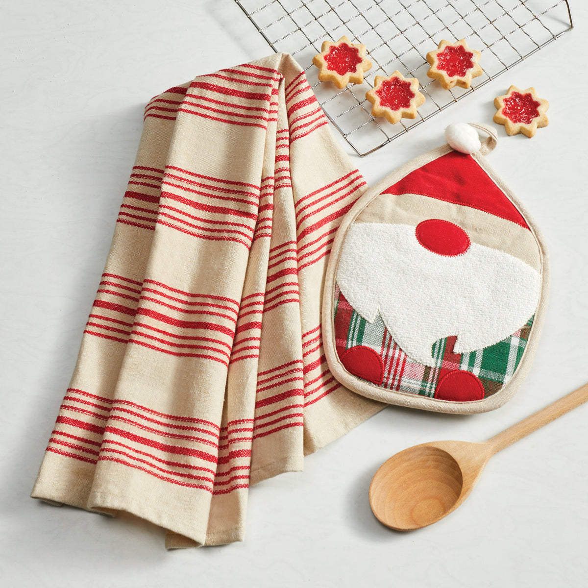 Gnome Pot Holder w/ Plaid Tea Towel