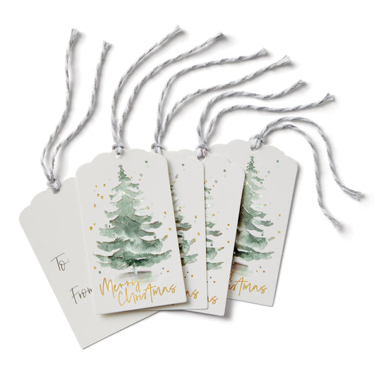 Christmas Tree Watercolors Gift Tags