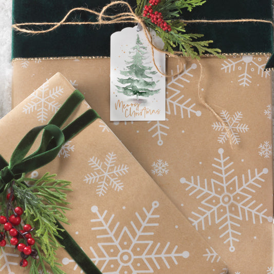 Snowflake Kraft Roll Wrap With Gridlines