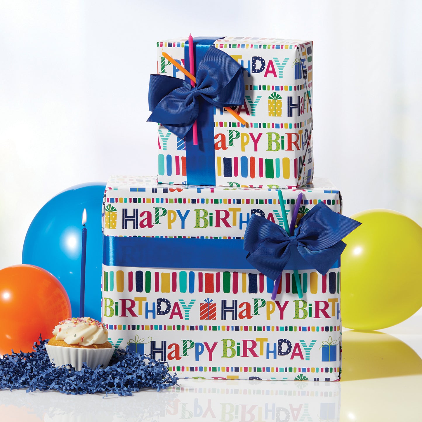 Happy Birthday Jumbo Roll Wrap with Gridlines