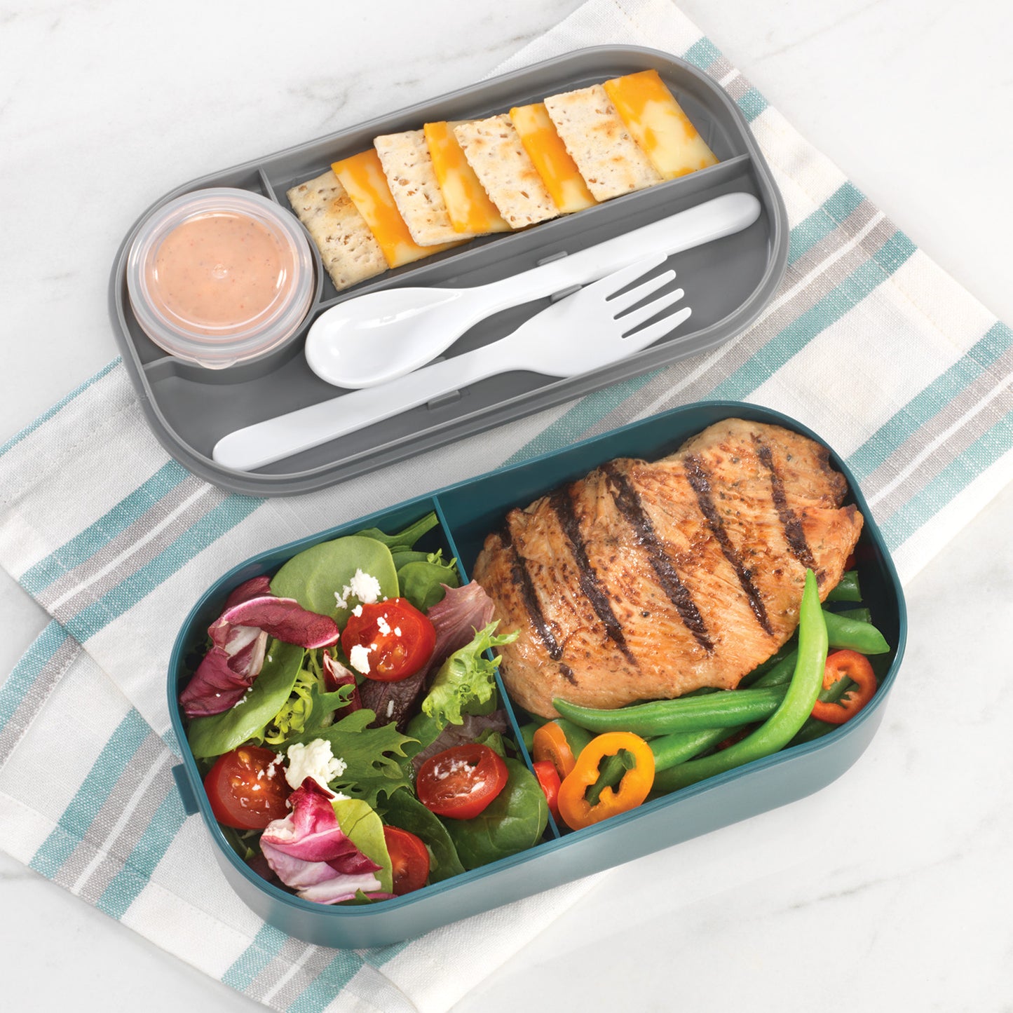 Portion Control Lunch Box with Utensils