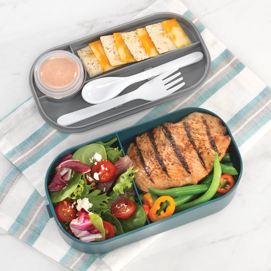 Portion Control Lunch Box with Utensils