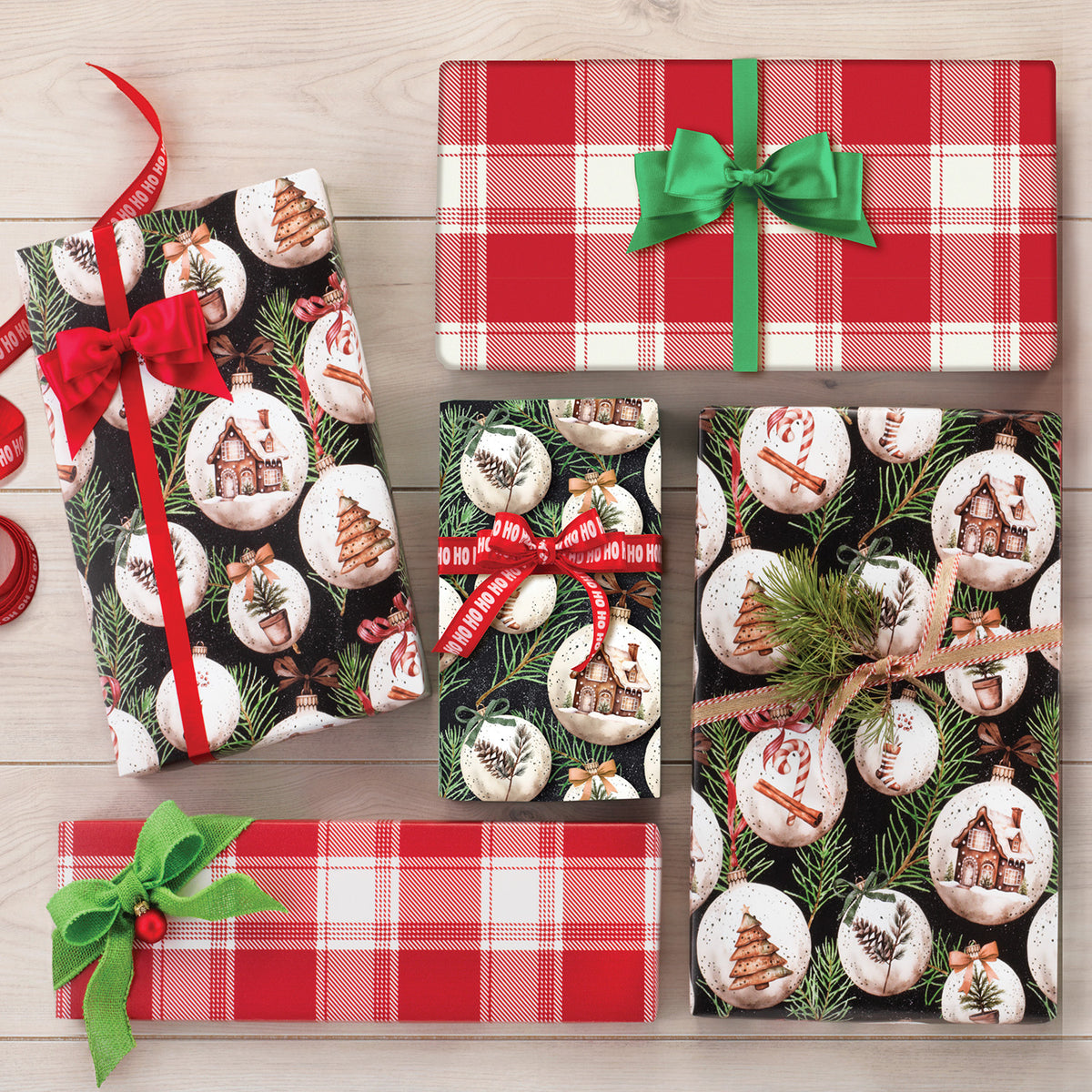 Rustic Ornaments Jumbo Reversible Roll Wrap