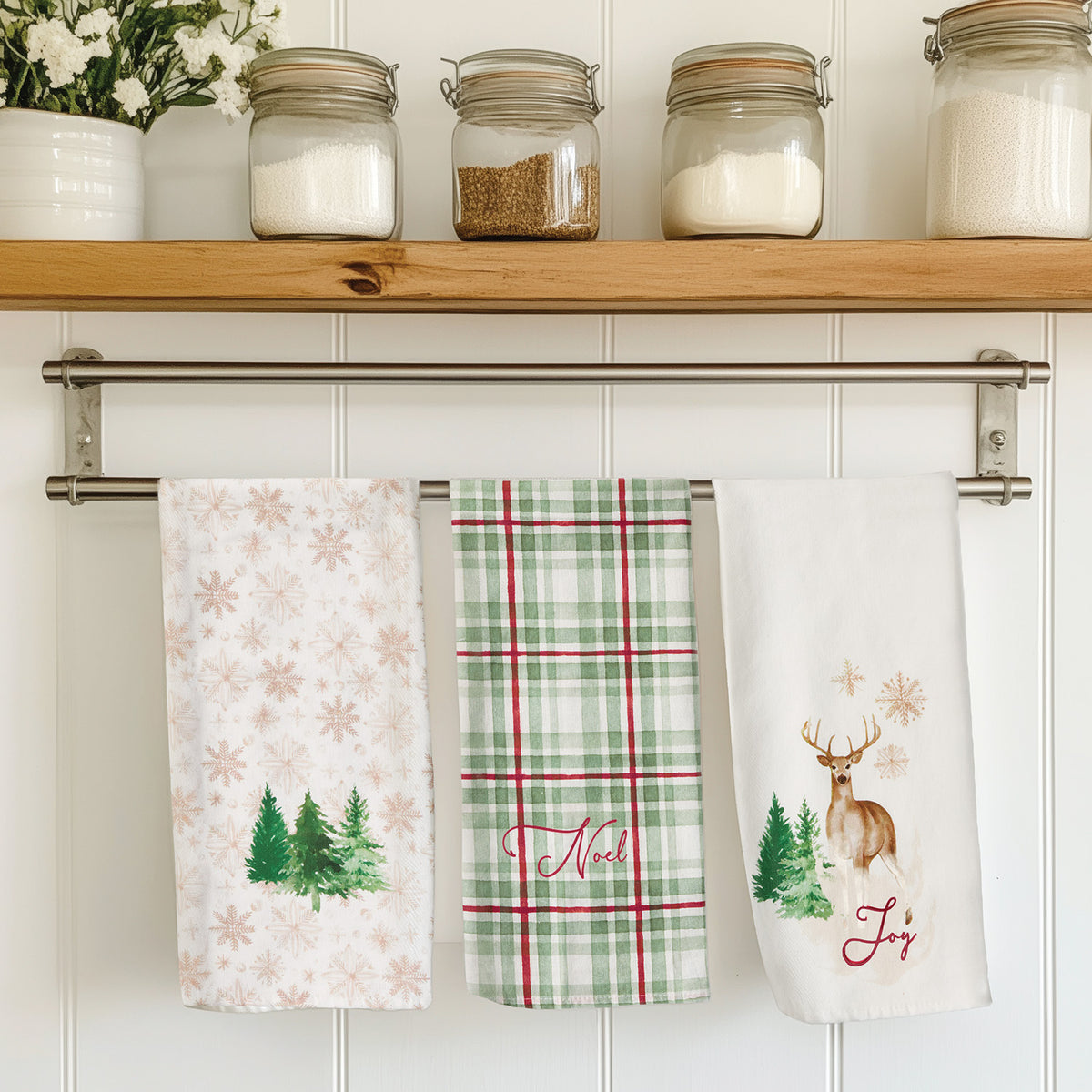 Noel Deer Tea Towel Trio