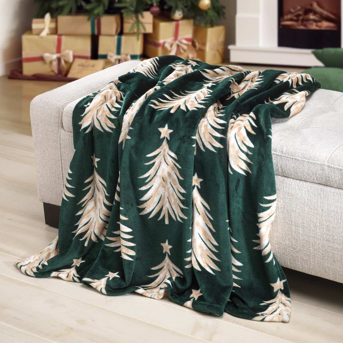 Watercolor Trees Throw Blanket