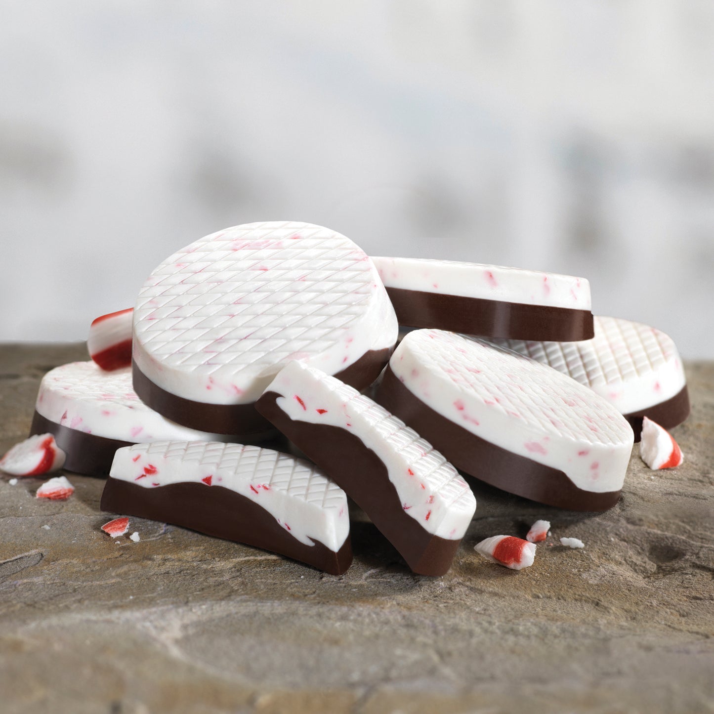 Dark Chocolate Peppermint Bark Rounds