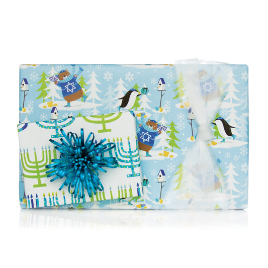 Winter Fun Menorah Reversible Roll Wrap
