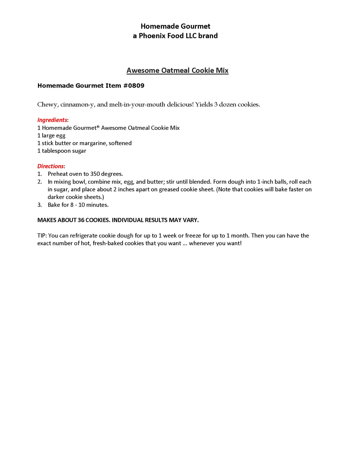 Awesome Oatmeal Cookie Mix