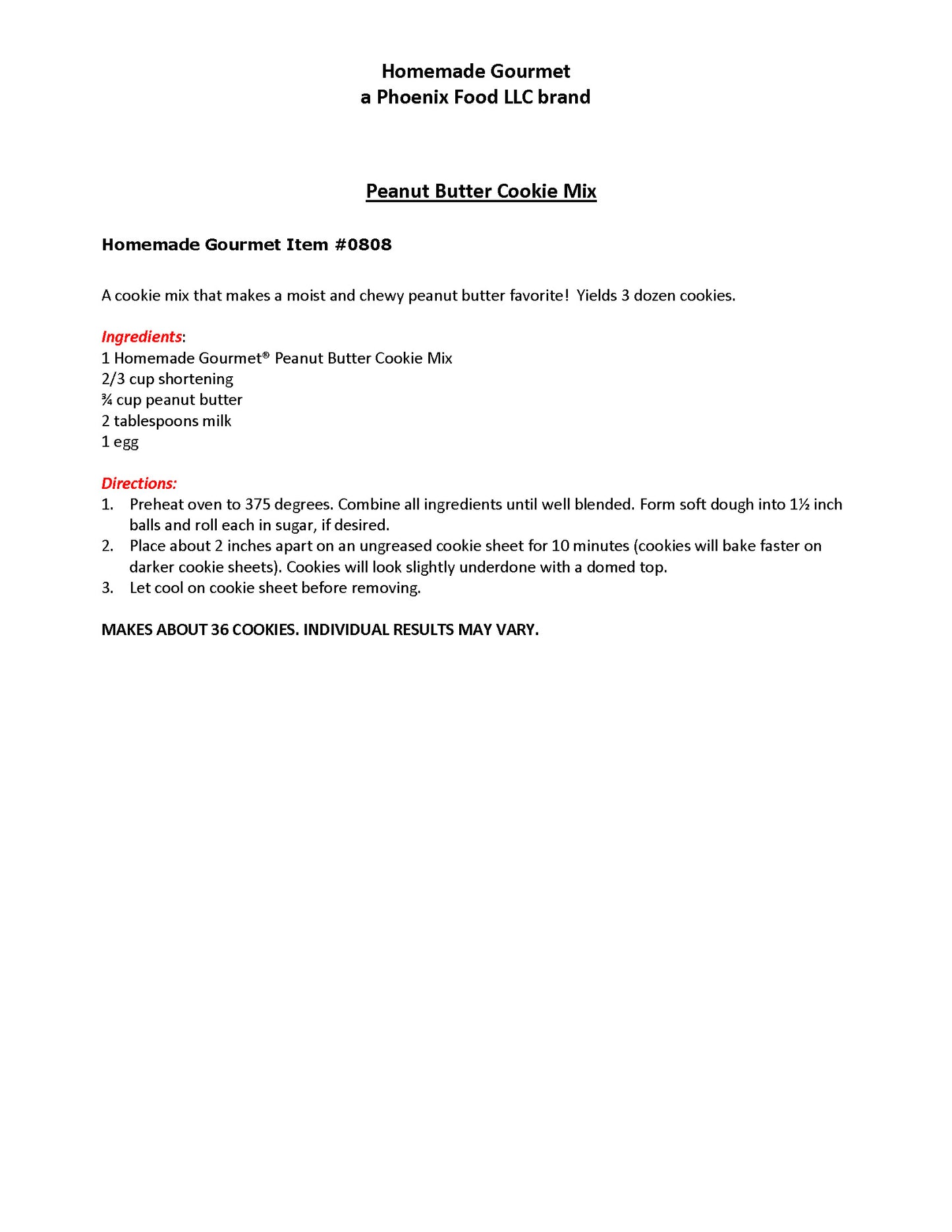 Peanut Butter Cookie Mix